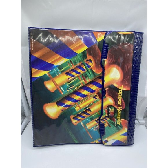 Mead Trapper Keeper 3 Ring Portfolio Notebook Blue Designer Hook Loop Closer - Picture 3 of 9